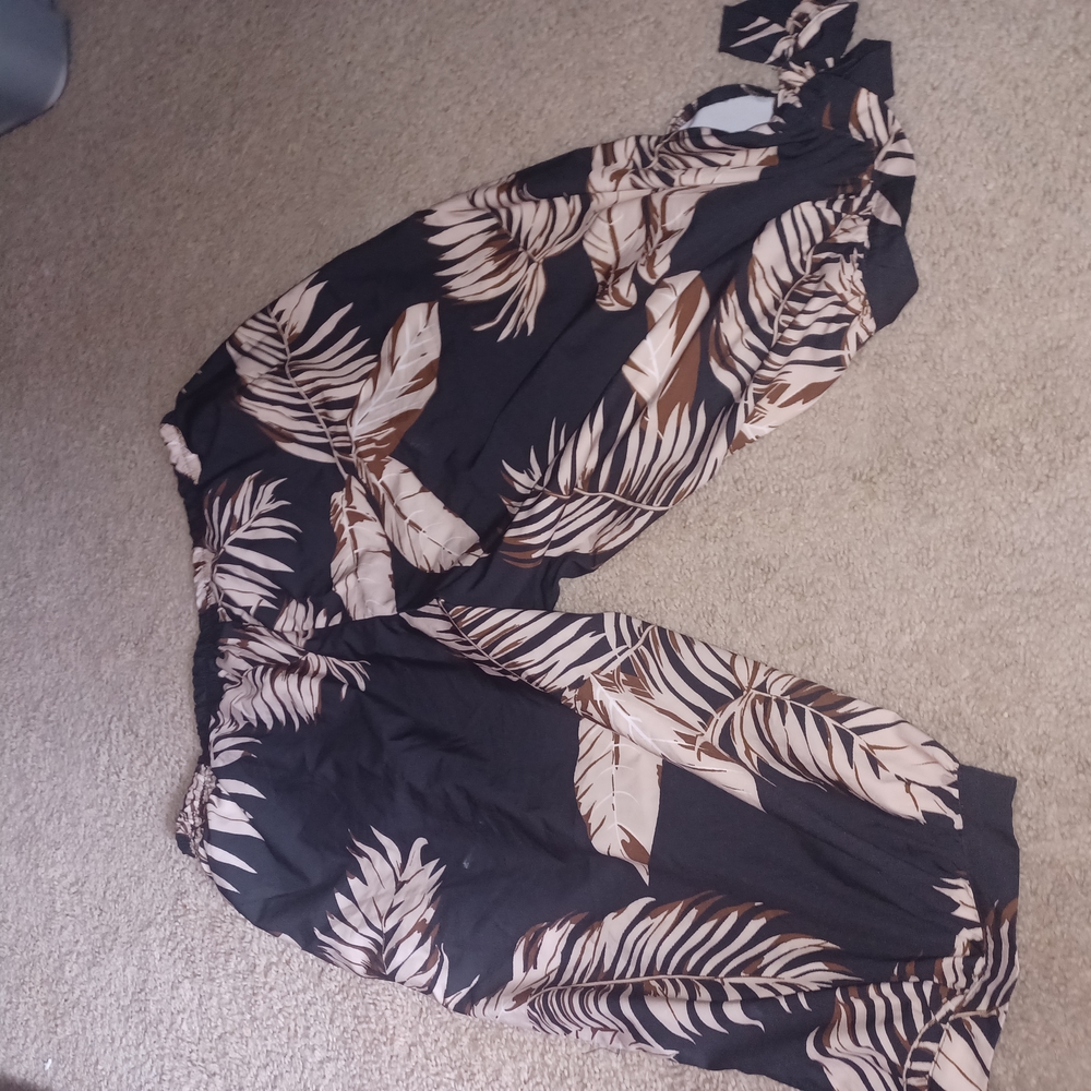 Tropical Leaf Print Jumpsuit